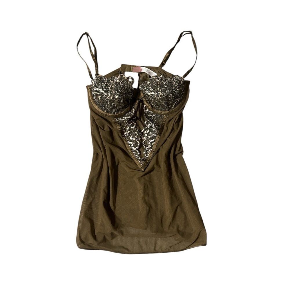 Victoria's Secret Very Sexy Silk Sheer leopard Slip Dress Y2K Vintage 34B